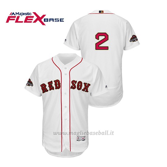 Maglia Baseball Uomo Boston Red Sox Xander Bogaerts 2019 Gold Program Flex Base Bianco